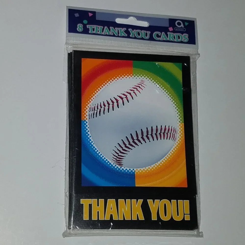 NEW Baseball Thank You Cards (Blank Inside) Softball Sports Team Birthday Coach